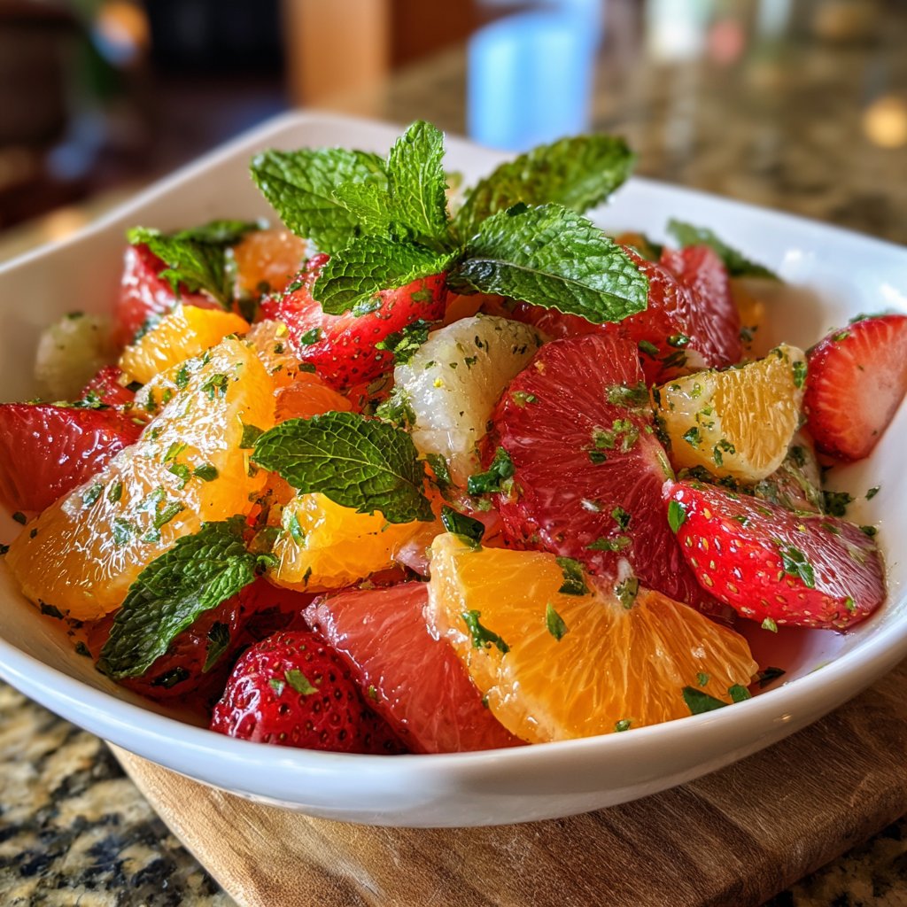 Minty Grapefruit and Strawberry Salad